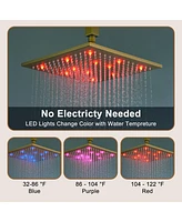 12-inch Luxury Shower System with Handheld Head and Body Jets Led Ceiling Side Spray Thermostatic Trim Ki