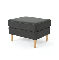 Mid-Century Modern Upholstered Ottoman, Rectangular Footrest with Wooden Legs for Living Room & Bedroom-The Pop Home
