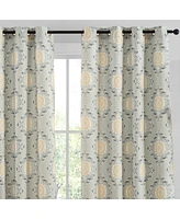 Hlc.me Liam Ogee Ikatt Damask Patterned Window Grommet Curtains Bedroom - Light Blocking Darkening Window Panels, Set of 2 (Grey
