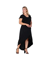 Plus Women's Cap Sleeve High-Low Tulip Dress