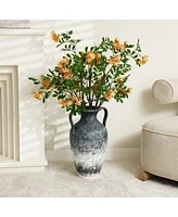 LuxenHome Mottled Gray Ceramic 18.5-Inch Tall Vase
