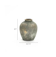 LuxenHome Rustic Gold and Brown Terracotta 8.7-Inch Tall Bud Vase