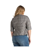 Plus Women's Peplum Plaid Jacket