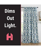 Hlc.me Clara Floral Damask Patterned Window Back Tab Rod Pocket Curtains Bedroom