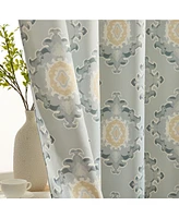 Hlc.me Liam Ogee Ikatt Damask Patterned Window Grommet Curtains Bedroom - Light Blocking Darkening Window Panels, Set of 2 (Grey
