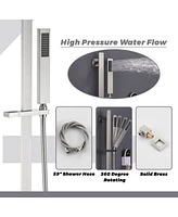 64 Color Luxury Led Shower System with Handheld Shower Shower Faucet Set with Side Body Sprayer Ceiling Rain Shower Head, Brushed Nickel