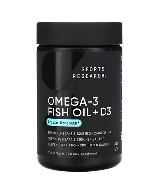 Sports Research Omega-3 Fish Oil + D3 Triple Strength 1 040 mg & 62.5 mcg (2 500 Iu)