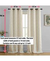 Hlc.me Tanner Ogee Ikatt Damask Patterned Window Grommet Curtains Bedroom