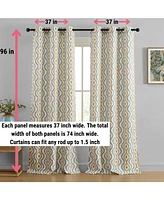 Hlc.me Tanner Ogee Ikatt Damask Patterned Window Grommet Curtains Bedroom