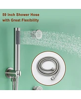 Luxury Shower System with Body Jets Balancing Valve Handheld Brass Rain Head, Matte Black
