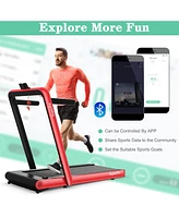 4.75HP 2 In 1 Folding Walking Pad Treadmill with Remote App Control