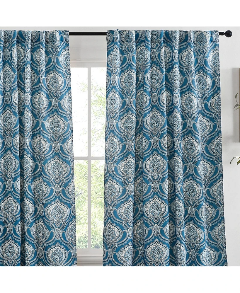 Hlc.me Messina Paisley Damask Patterned Window Back Tab Rod Pocket Curtains Bedroom