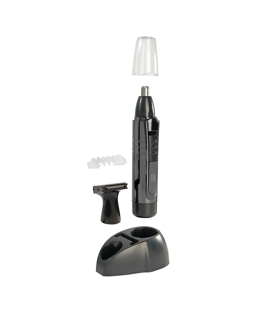 Nose, Ear and Facial Hair Groomer with Stand, Interchangeable Heads