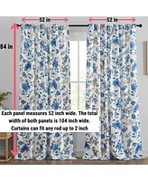 Hlc.me Scarlet Floral & Birds Patterned Window Back Tab Rod Pocket Curtains Bedroom