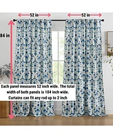 Hlc.me Clara Floral Damask Patterned Window Back Tab Rod Pocket Curtains Bedroom