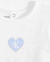 Calvin Klein Baby Girls Ribbed Logo Bodysuit & Denim Skirt, 2 Piece Set