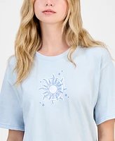 Pretty Rebellious Juniors' Cotton Celestial Graphic-Print Boyfriend Tee