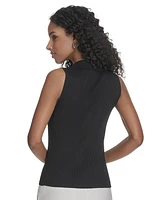 Calvin Klein Women's Collared Ribbed Knit Sleeveless Sweater