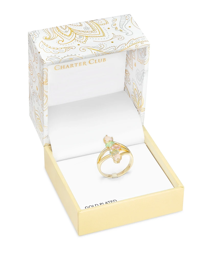 Charter Club Gold-Tone Mixed Color Oval Crystal Multi-Row Ring, Exclusively at Macy's