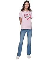 Karl Lagerfeld Paris Women's Heart Quote Crewneck Tee