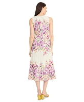 Maggy London Women's Floral-Print Cotton Midi Dress