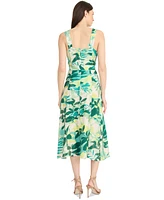 Maggy London Women's Printed Belted Midi Dress