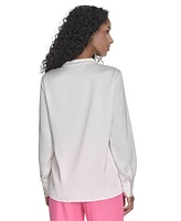 Calvin Klein Women's Split-Neck Long-Sleeve Shirt