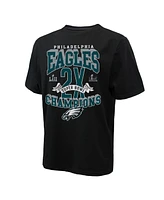 Majestic Threads Men's Black Philadelphia Eagles Two-Time Super Bowl Champions Yard Lines Heavyweight T-Shirt