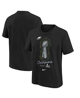 Nike Big Boys and Girls Black Philadelphia Eagles Super Bowl Lix Champions Lombardi Trophy T-Shirt