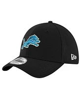 New Era Men's Black Detroit Lions Replica 39THIRTY Flex Hat