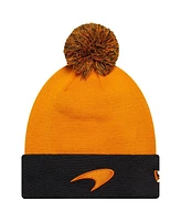 New Era Men's Orange McLaren F1 Team Cuffed with Pom Knit Hat
