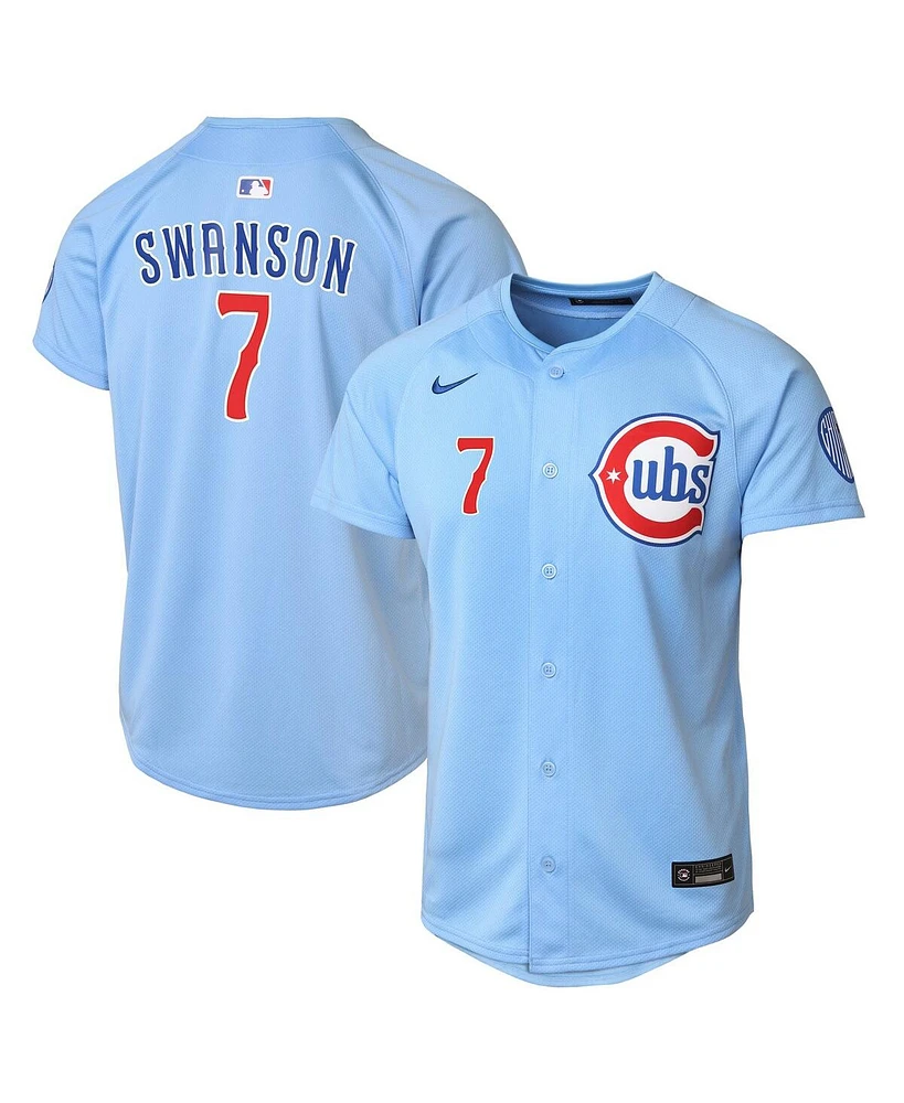 Nike Big Boys and Girls Dansby Swanson Baby Blue Chicago Cubs 2nd Alternate Limited Player Jersey