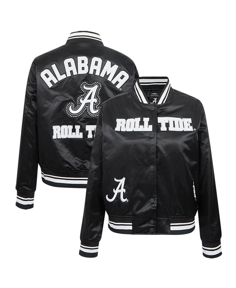 Pro Standard Women's Black Alabama Crimson Tide Satin Cultivated-Pearl Full-Snap Jacket