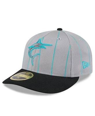 New Era Men's Gray/Black Miami Marlins 2025 Batting Practice Low Profile 59FIFTY Fitted Hat