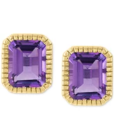 Effy Amethyst Emerald-Cut Stud Earrings (5-5/8 ct. t.w.) in 14k Gold-Plated Sterling Silver