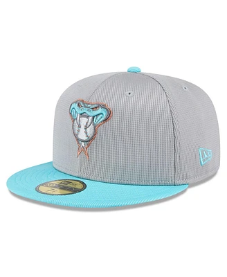 New Era Men's Gray/Teal Arizona Diamondbacks 2025 Batting Practice 59FIFTY Fitted Hat