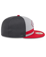 New Era Men's Gray/Red Cincinnati Reds 2025 Batting Practice 59FIFTY Fitted Hat