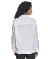 Calvin Klein Women's Collared Button-Front Cotton Shirt