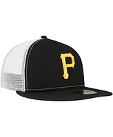 New Era Men's Black Pittsburgh Pirates Team Color 59FIFTY Trucker Fitted Hat