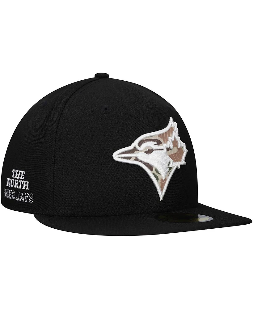 New Era Men's Black Toronto Blue Jays Troop Chant Camo Undervisor 59FIFTY Fitted Hat