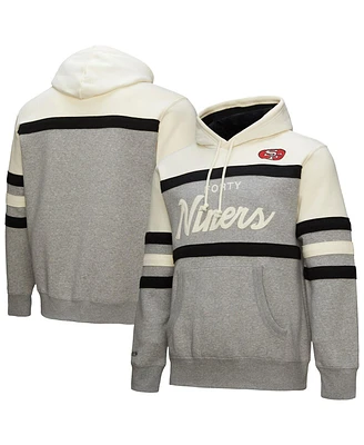 Mitchell & Ness Men's Heather Gray San Francisco 49ers Head Coach Vintage Logo Pullover Hoodie