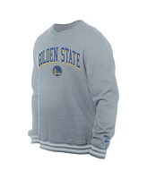 New Era Men's Gray Golden State Warriors Chenille Cross Over Pullover Sweatshirt