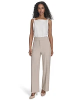 Calvin Klein Women's Windowpane Print Wide Leg Pants