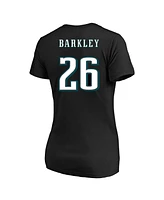 Fanatics Women's Saquon Barkley Black Philadelphia Eagles Super Bowl Lix Plus Player Name Number V-Neck T-Shirt