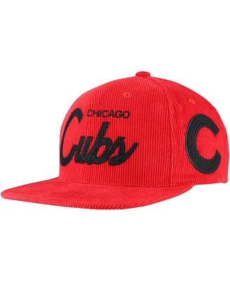 Mitchell & Ness Men's Red Chicago Cubs Corduroy Snapback Hat