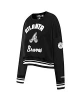 Pro Standard Women's Black Atlanta Braves Cultivated-Pearl Cropped Pullover Sweatshirt