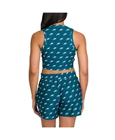 Concepts Sport Women's 2-Piece Philadelphia Eagles Gauge Allover Print Cropped Tank Top and Shorts Sleep Set