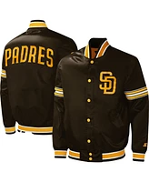 Starter Men's Brown San Diego Padres Midfield Satin Full-Snap Varsity Jacket