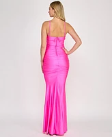 Crystal Doll Juniors' Strapless Satin Tube Gown