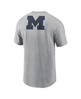 Jordan Men's Heather Gray Michigan Wolverines Campus 2-Hit Primary Mascot T-Shirt